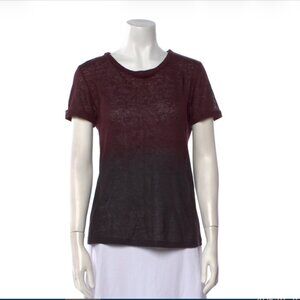 Maje Scoop Neck 100% Linen Dip Dye T-Shirt Size Small